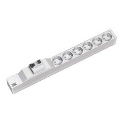 Bachmann 19Zoll Steckdosenleiste 6f Schutzk.1HE, 1xFI, alu 333.411