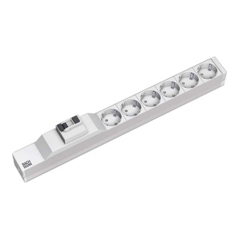 Bachmann 19Zoll Steckdosenleiste 6f Schutzk.1HE, 1xFI, alu 333.411