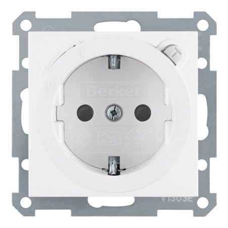 Berker SCHUKO-Steckdose pws/gl m.FI-Schutzschalt. 47088989