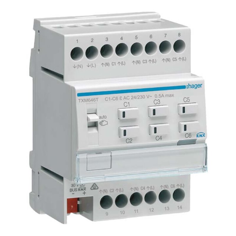 Hager Heizungsaktor 6fach KNX easy f. 24/230V TXM646T