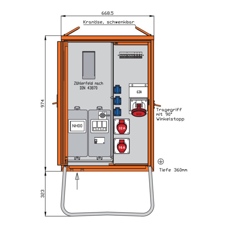 Walther Werke Anschlussverteilerschrank 44kVA m.Zählerplatz WAV0160R1