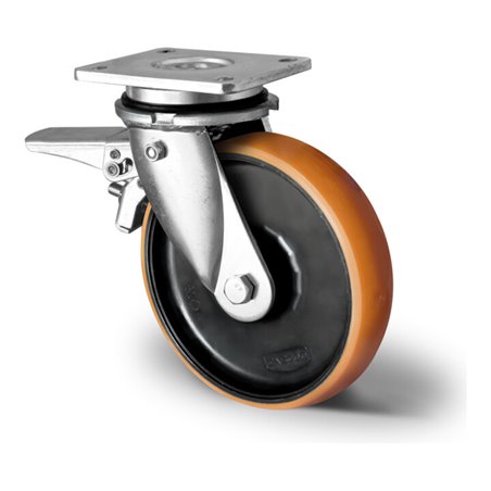 CASCOO Lenkrolle mit Totalfeststeller im Vorlauf Serie Z4U5 Doppelkugellager