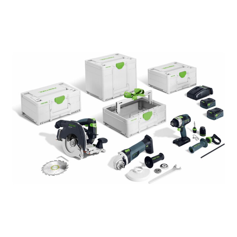 Festool Akku-Combo-Set Holzbau HKC 55/TPC 18/AGC 18/TB 137