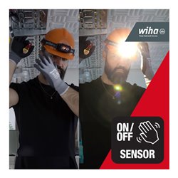 Wiha Stirnlampe 500lm mit Bewegungssensor, Stirnleuchte LED wiederaufladbar, USB-C, Kopflampe superhell, 2 Lichtmodi, 10h Leucht