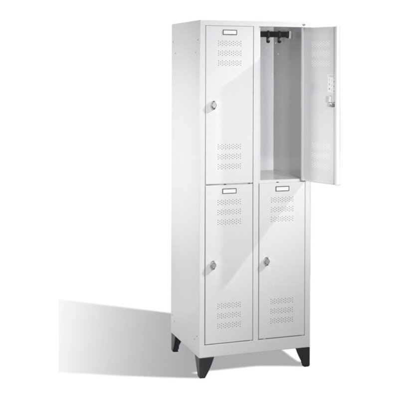 C+P Spind doppelstöckig Serie 128, Garderobenschrank mit Füßen