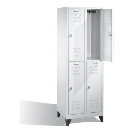 C+P Spind doppelstöckig Serie 128, Garderobenschrank mit Füßen