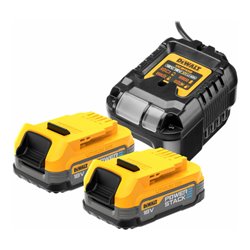 DEWALT Powerstack Akku, 18V / 1,7Ah, 2er-Set +Ladegerät DCB1102