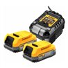 DEWALT Powerstack Akku, 18V / 1,7Ah, 2er-Set +Ladegerät DCB1102