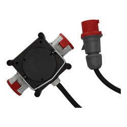 Brennenstuhl Kompakter Gummi-Stromverteiler / Gummiverteiler (2m Kabel, 2x CEE 400V/32A, Baustelleneinsatz und ständiger Einsatz