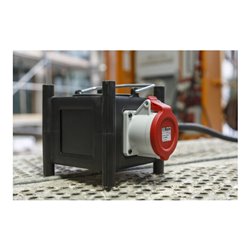 Brennenstuhl Kompakter Gummi-Stromverteiler / Gummiverteiler (2m Kabel, 2x CEE 400V/32A, Baustelleneinsatz und ständiger Einsatz
