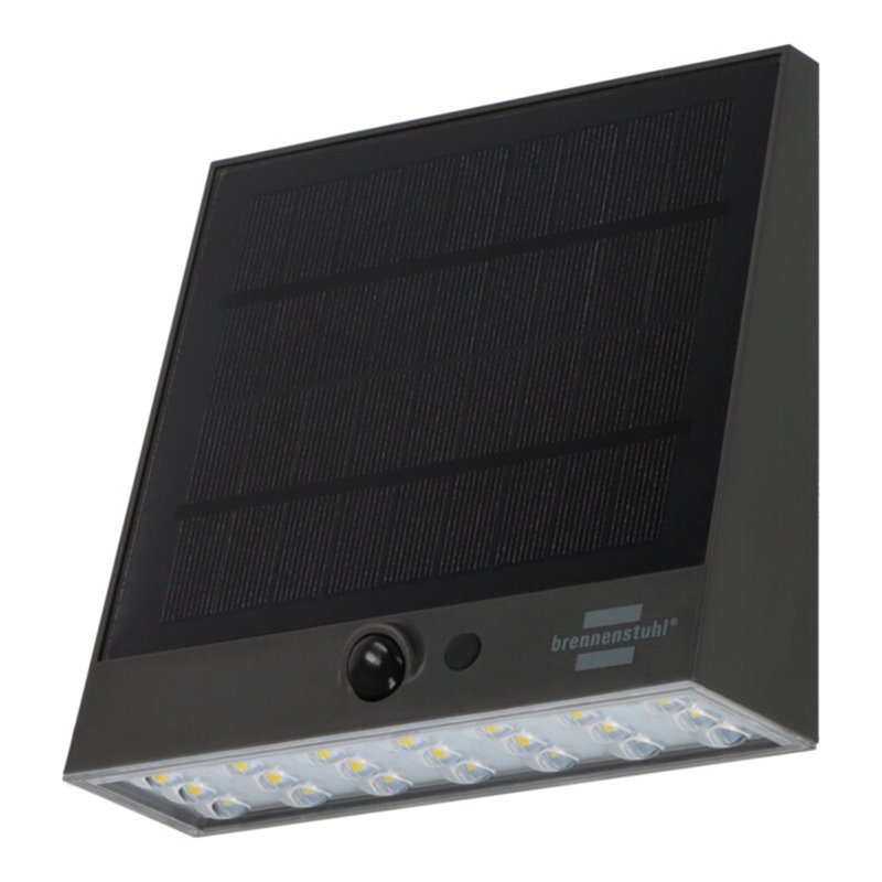 Brennenstuhl Solar LED Strahler SOL 1000 Plana / LED Wandleuchte für außen mit Bewegungsmelder (Solarlampe IP54, 1000lm, 4 versc
