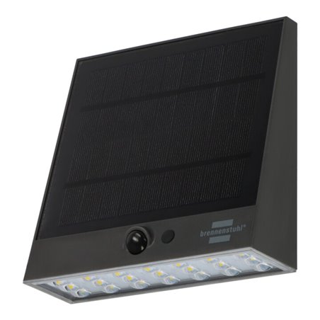 Brennenstuhl Solar LED Strahler SOL 1000 Plana / LED Wandleuchte für außen mit Bewegungsmelder (Solarlampe IP54, 1000lm, 4 versc