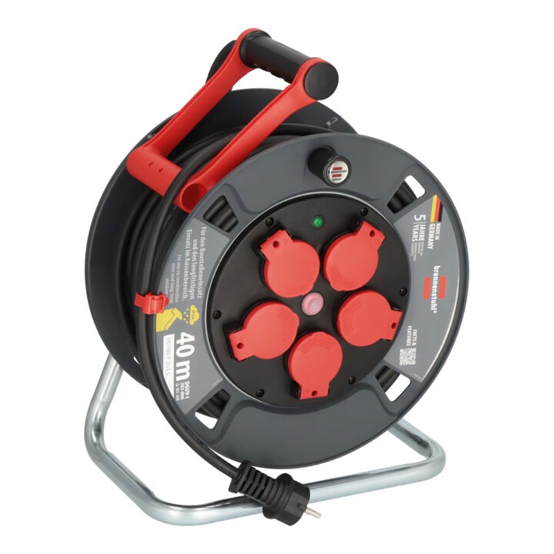 Brennenstuhl Professional Kabeltrommel 300 KU 4100 (40m Kabel in schwarz, aus Spezialkunststoff, Baustelleneinsatz und ständiger