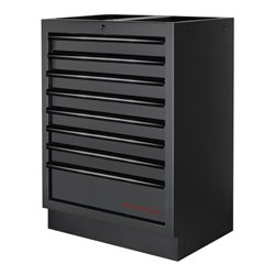 Kraftwerk 8-Element-Schrankwand mit Vierkantlochwand Länge 3819 mm 2824 mm Inox Arbeitsplatte