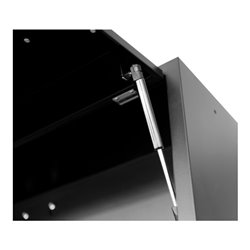 Kraftwerk 4-Element-Schrankwand mit Vierkantlochwand Länge 2955 mm Inox-Arbeitsplatte