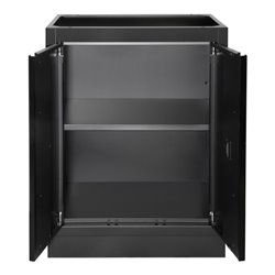 Kraftwerk 8-Element-Schrankwand mit Vierkantlochwand Länge 3819 mm 2824 mm Multiplex-Arbeitsplatten