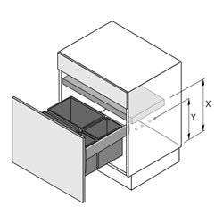 Hettich Abfallsyst.-Rahmen ArciTech Pull 9279404 KB 600mm St anthrazit Pulverbesch.