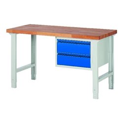 Werkbank 7125 B1500xT700xH790-1140mm 2xSchublade 2x180 RAL7035 / RAL5010