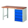 Werkbank 7509 B1500xT700xH890mm 4xSchublade 4x180 RAL7035 / RAL5010