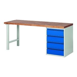 Werkbank 7509 B2000xT700xH890mm 4xSchublade 4x180 RAL7035 / RAL5010