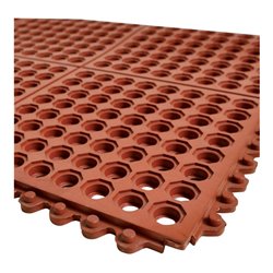 Arbeitsplatzsteckmatte NBR/NR, rot, ölbeständig, offene Decke, 14mm, 900x900mm