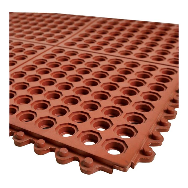 Arbeitsplatzsteckmatte NBR/NR, rot, ölbeständig, offene Decke, 14mm, 900x900mm