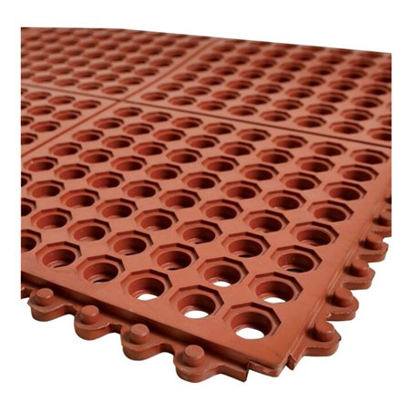 Arbeitsplatzsteckmatte NBR/NR, rot, ölbeständig, offene Decke, 14mm, 900x900mm