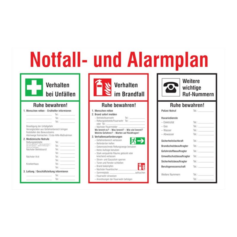 SafetyMarking Notfall- und Alarmplan B600xH400 mm Kunststoff