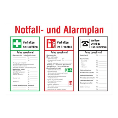 SafetyMarking Notfall- und Alarmplan B600xH400 mm Kunststoff