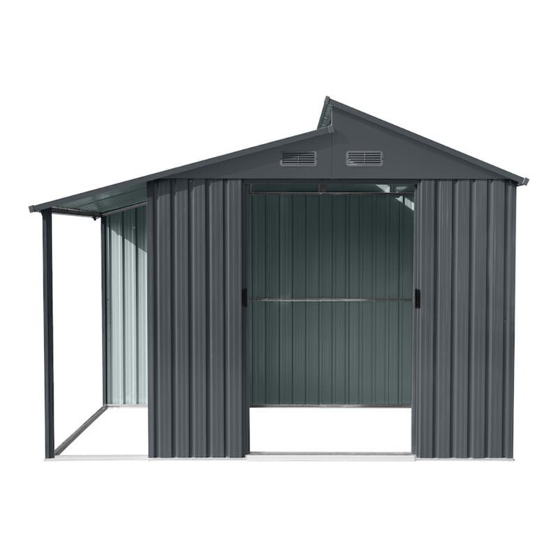 floraworld Gerätehaus Skylight mit Anbau, anthrazit 300 x 173 x 225 cm