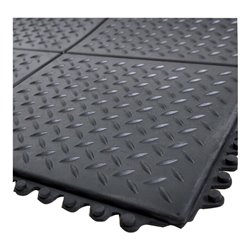 Arbeitsplatzsteckmatte SBR/NR, schwarz, Diamantprofil 13mm, 900x900mm
