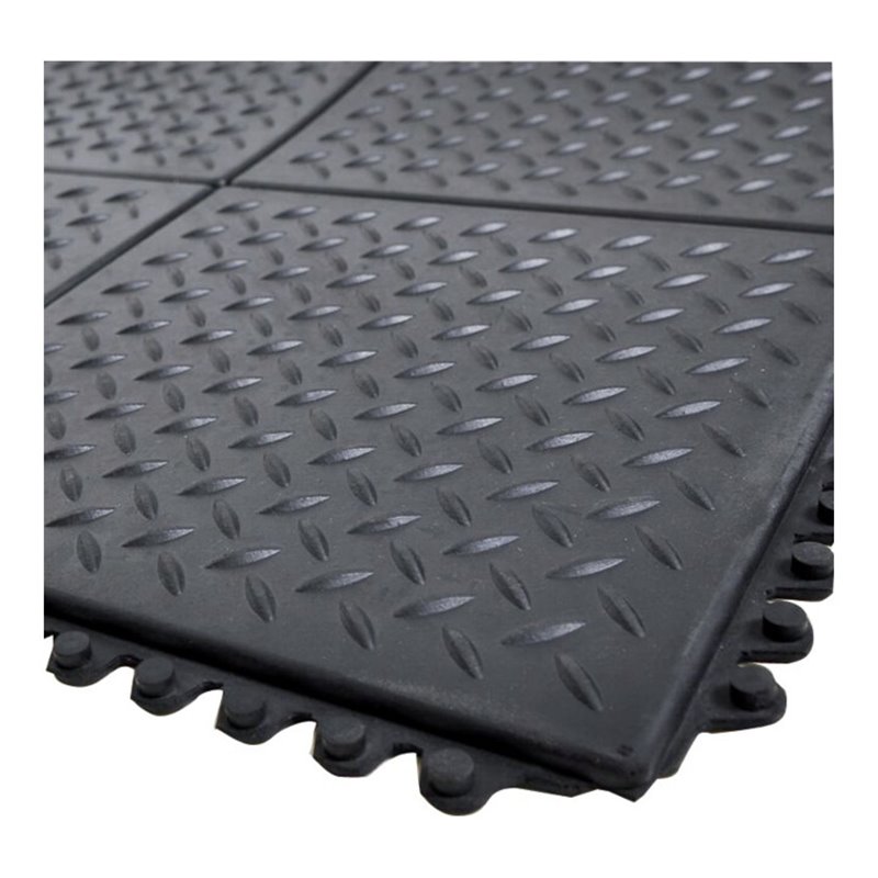 Arbeitsplatzsteckmatte SBR/NR, schwarz, Diamantprofil 13mm, 900x900mm