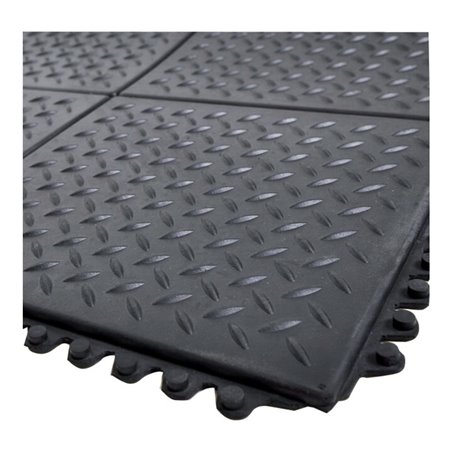 Arbeitsplatzsteckmatte SBR/NR, schwarz, Diamantprofil 13mm, 900x900mm