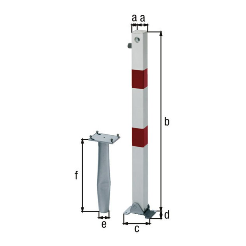 GAH Alberts Absperrpfosten KLAPPY-BO 70x70 mm Zyl. Einbet.