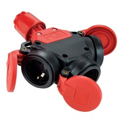 3-Wege Kupplung IP 44 Vollgummi + Klappdeckel