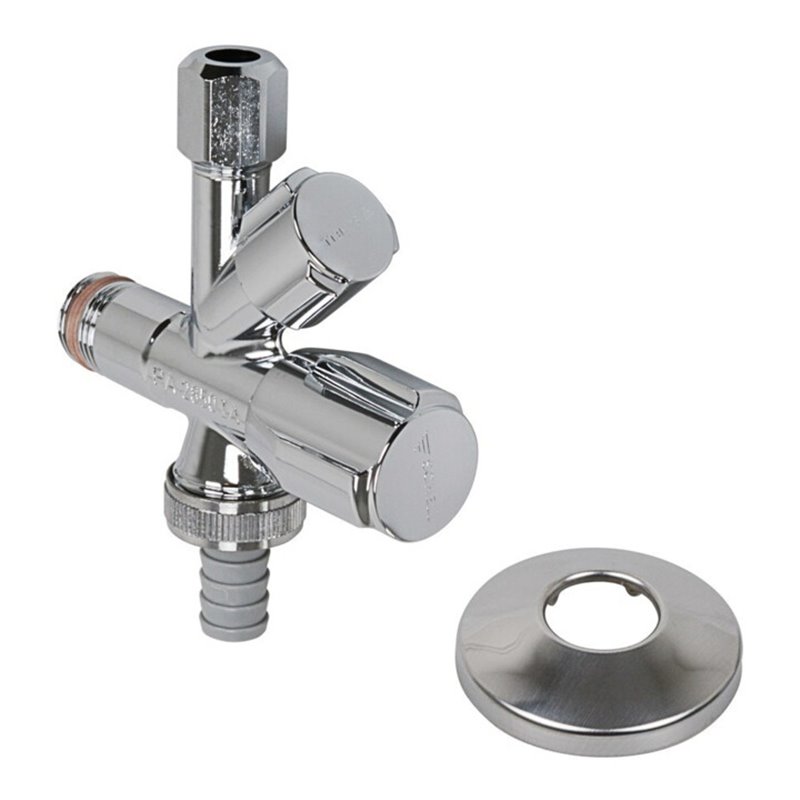 SCHELL GA-Eckventil, 1/2'AG x 3/4'AG x 3/8'AG x 10 mmQ, selbstdichtend, Chrom