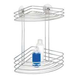 WENKO Turbo-Loc Eckablage 2 Etagen, Silber glänzend Befestigen ohne Bohren Draht - Bad