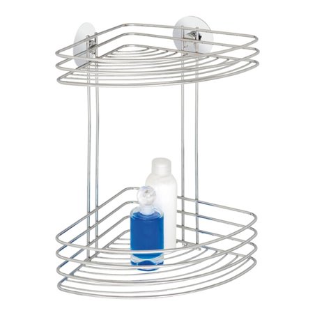 WENKO Turbo-Loc Eckablage 2 Etagen, Silber glänzend Befestigen ohne Bohren Draht - Bad