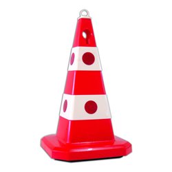 TEMKA Leitkegel mit Öse, rot, mit Reflexlinsen, Höhe 613mm