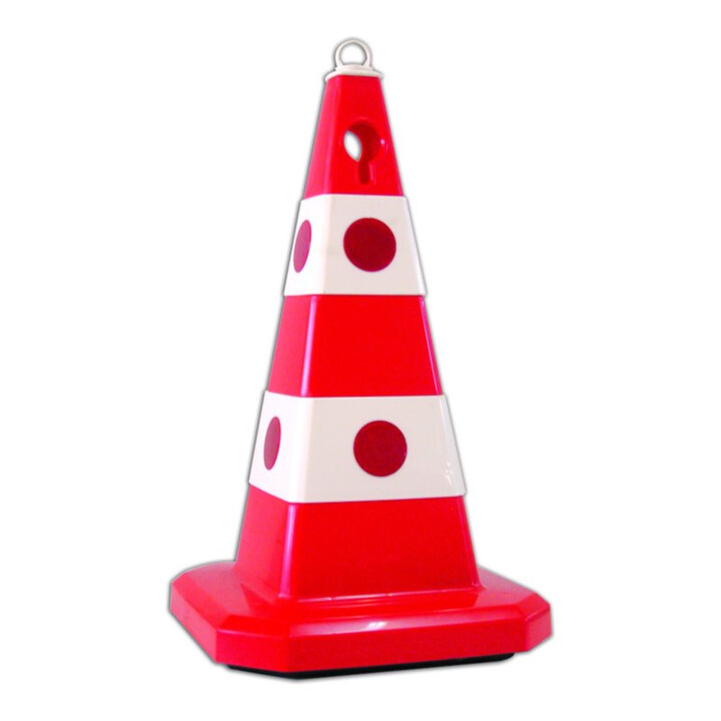 TEMKA Leitkegel mit Öse, rot, mit Reflexlinsen, Höhe 613mm