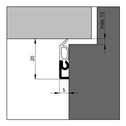 ELLEN Abdichtungsschiene Elro XL z. nageln Alu weiß, H20xL2300,SP max.13