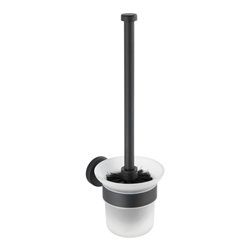 WENKO WC-Garnitur, Bosio Black Schwarz, Edelstahl matt Schrauben Wandserien - Bad