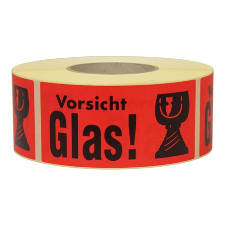 TransPak Hinweis Etiketten Vorsicht Glas 1.000 Stk/Rolle