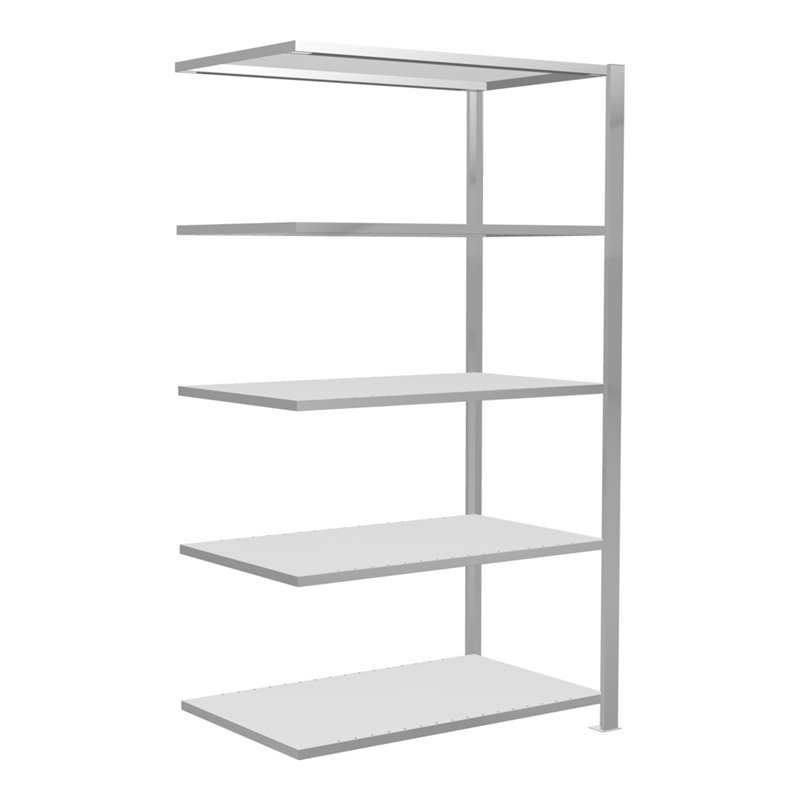 Schulte Anbauregal Schraubsystem MULTIplus150, 5 Fachböden, beidseitig nutzbar, Tiefe 600 mm, Aussteifung durch Längenriegel, mi
