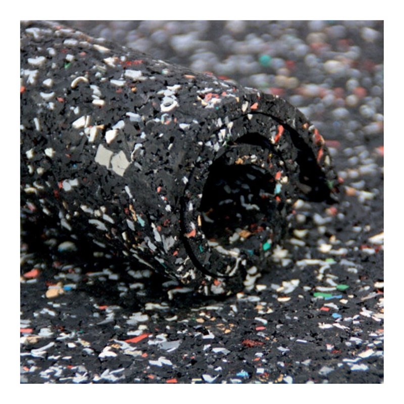 Recyclingmatte Gummi/PU, schwarz-bunt 8mm, 1500mm 5m