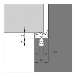 ELLEN Türanschlagprofil 3967 z. einfräsen, EV schwarz, L100m