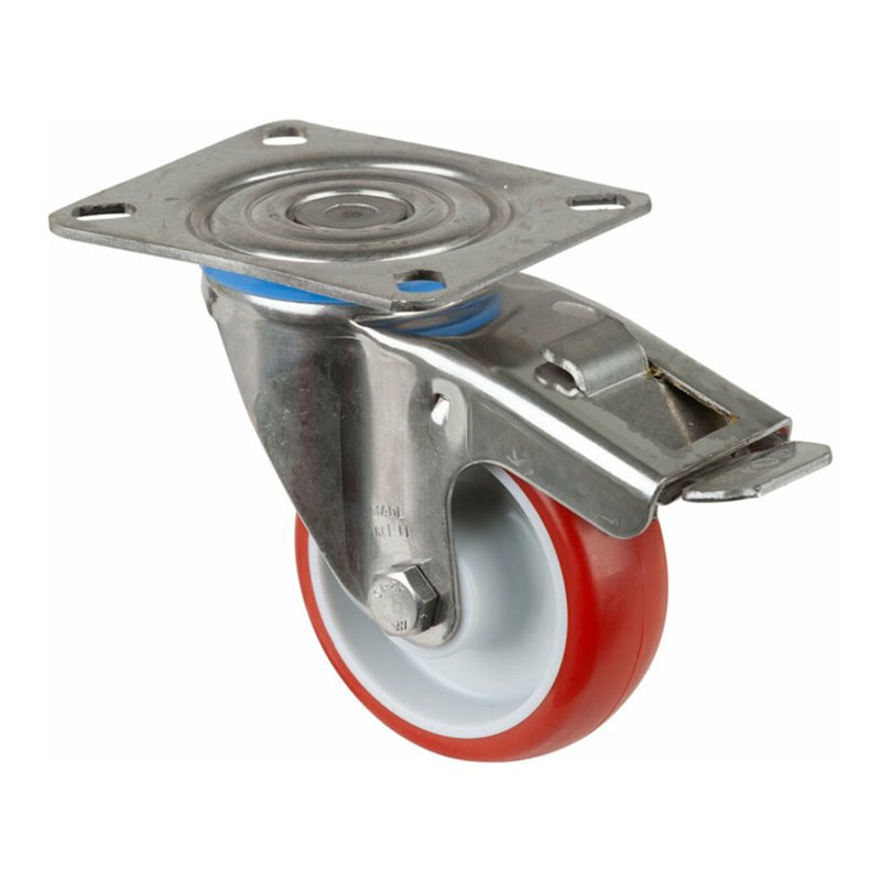 BS Rollen Lenkrolle m.Totalfestst., Durchmesser 80mm, H120.B26, 100kg Edelstahl