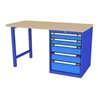 THURMETALL Werkbank 1500x700x840 mm 5 Schubladen 75 kg