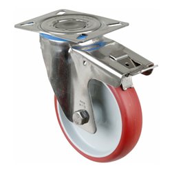 BS Rollen Lenkrolle m.Totalfestst. Rad, Durchmesser 150mm, H120.B26, 200kg Edelstahl