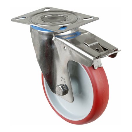 BS Rollen Lenkrolle m.Totalfestst. Rad, Durchmesser 150mm, H120.B26, 200kg Edelstahl